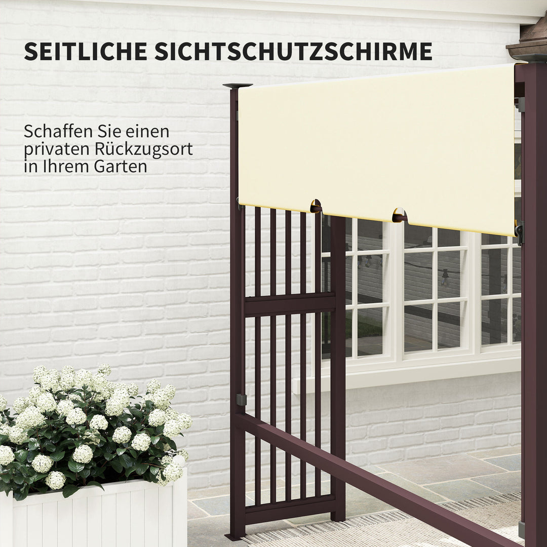 Pergola pavilion 3x2,5m uv 30+ stabil vinterbestandig solbeskyttelse med justerbart skydetag mørkebrun