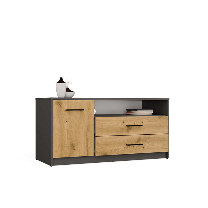 Moderne TV-bord / TV-skab, kommode,  antracit og naturfarvet