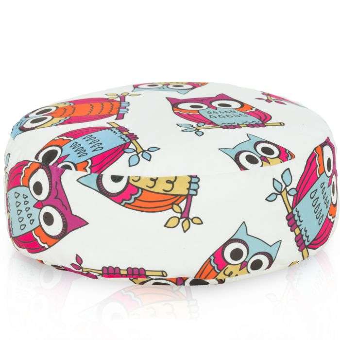 Round Footstool Pouffe - Premium Printed Fabric