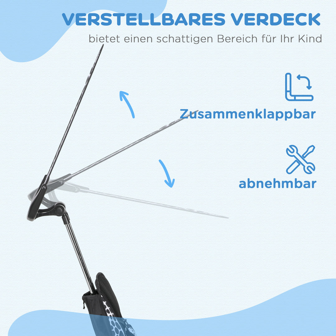 6-I-1 børnetrecykel med skubbehåndtag, kaleche, bælte, opbevaringskurv, til 1-5 år, hvid