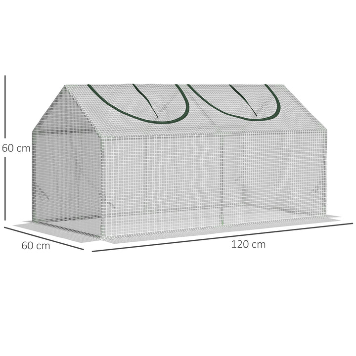 Drivhus med vindue, pe-netfilm, stålfilmdrivhus, drivhus til altan, have, tomathus 120x60x60cm, tomatdrivhus til grøntsager, blomster, planter, hvid