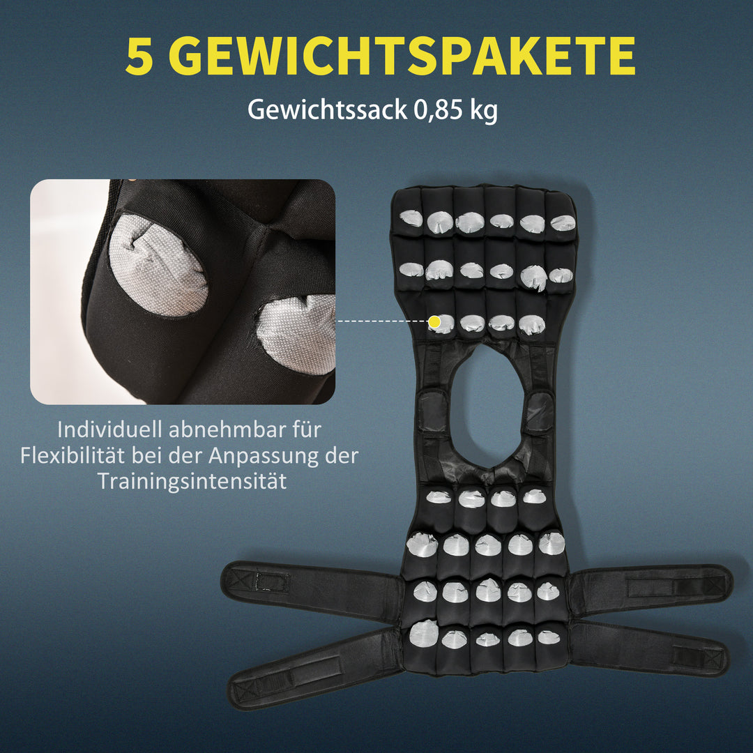 30 Kg vægtvest træningsvest med 35 vægtposer justerbar styrketræning fitness oxford metal sort 60 x 50 cm