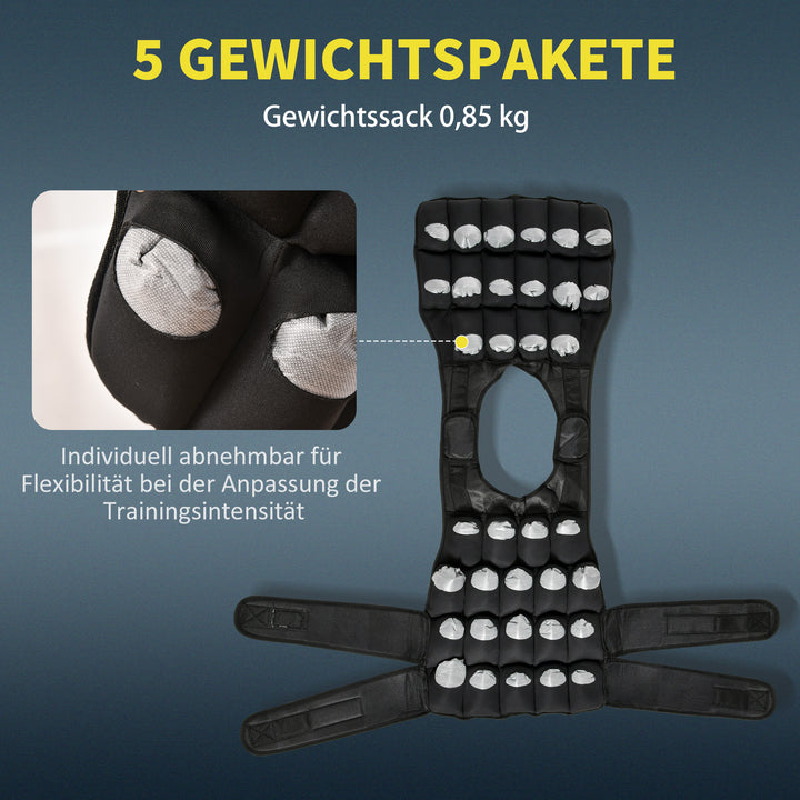 30 Kg vægtvest træningsvest med 35 vægtposer justerbar styrketræning fitness oxford metal sort 60 x 50 cm