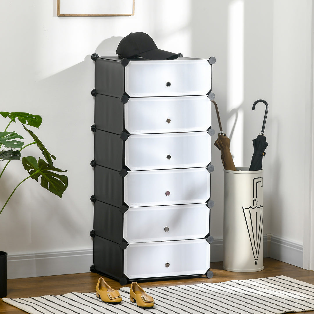 modulært reolsystem til 6 par sko, 49 cm x 36,5 cm x 108 cm, sort