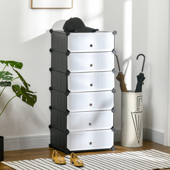 modulært reolsystem til 6 par sko, 49 cm x 36,5 cm x 108 cm, sort