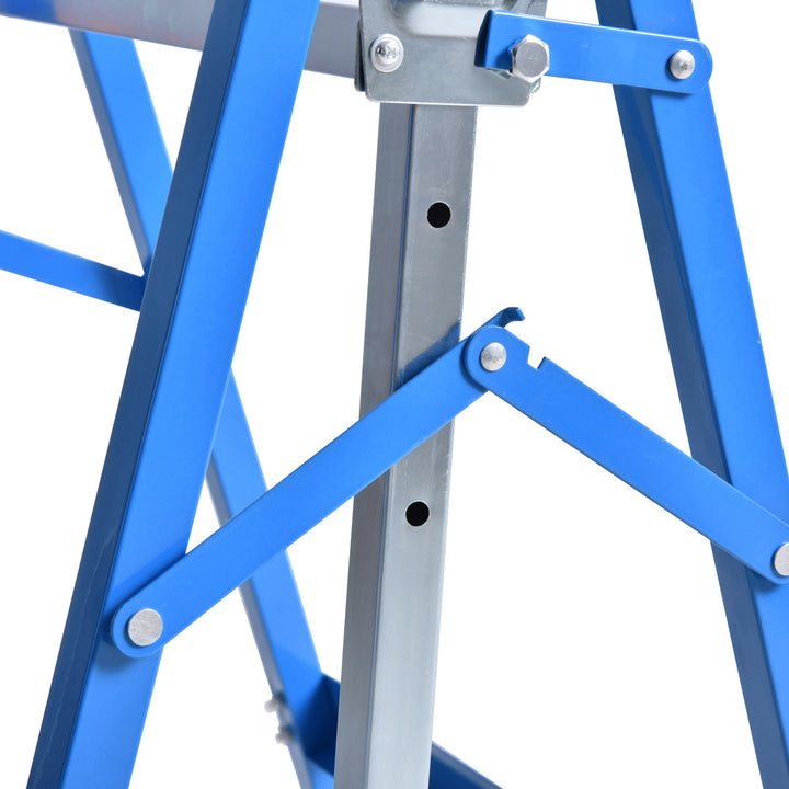 2 X stilladsbukke, foldbar bukke, højdejusterbar op til 200 kg, stålblå, 68 x 58 x 80-130 cm
