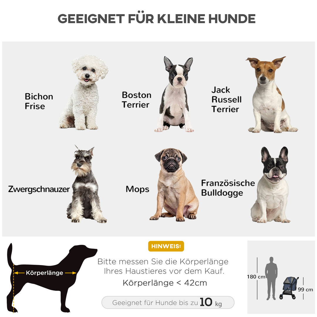 Hundeklapvogn op til 10 kg sammenklappelig gulvkurv hynde sidelomme 81 cm x 48 cm x 99 cm grå