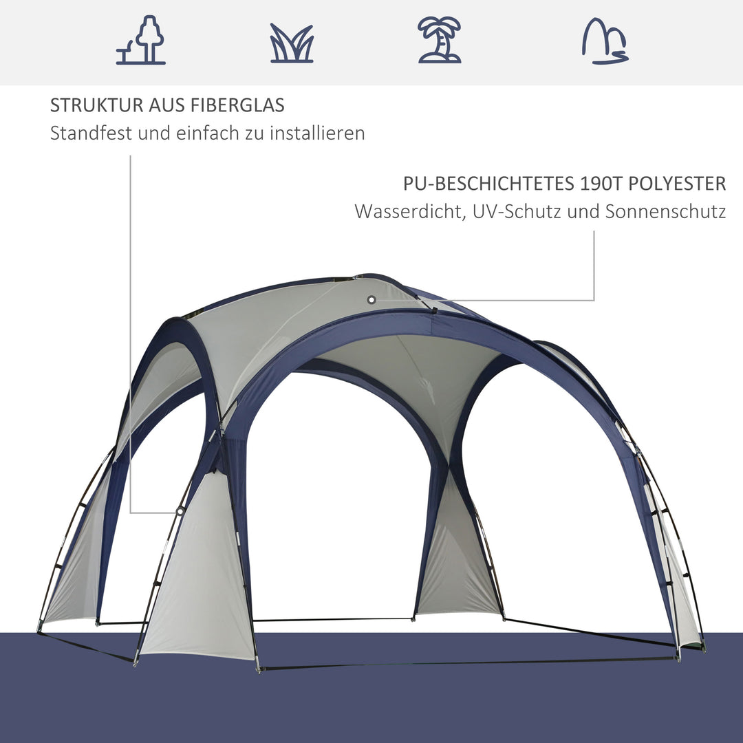 Kuppeltelt til 6-8 personer, pavillon, beskyttelse mod sol og støvregn, 3,5 x 3,5 x 2,22 m, cremehvid