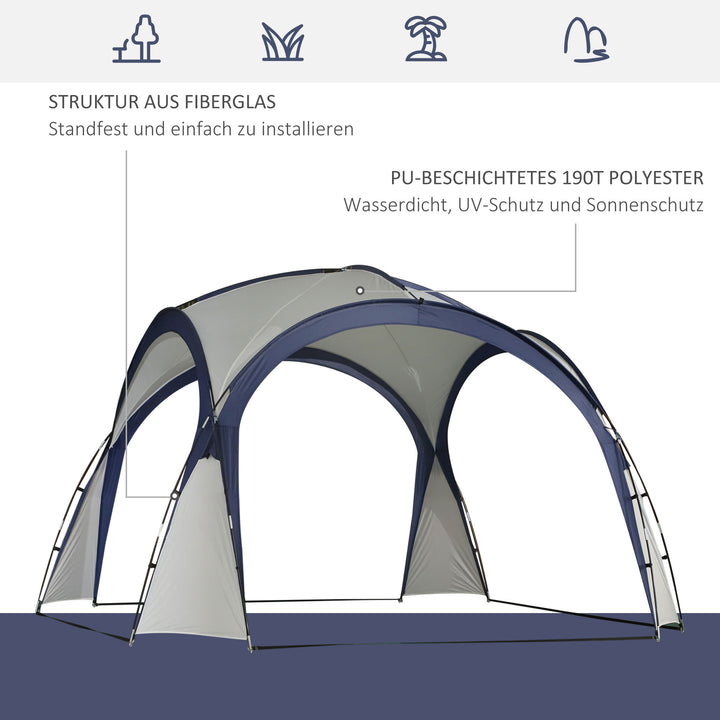 Kuppeltelt til 6-8 personer, pavillon, beskyttelse mod sol og støvregn, 3,5 x 3,5 x 2,22 m, cremehvid