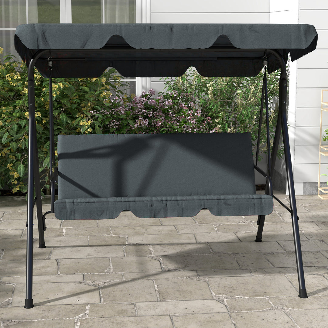 Hollywood gynge, havegynge, 3-personers gyngebænk med tag, stål, 172 x 110 x 153 cm, grå