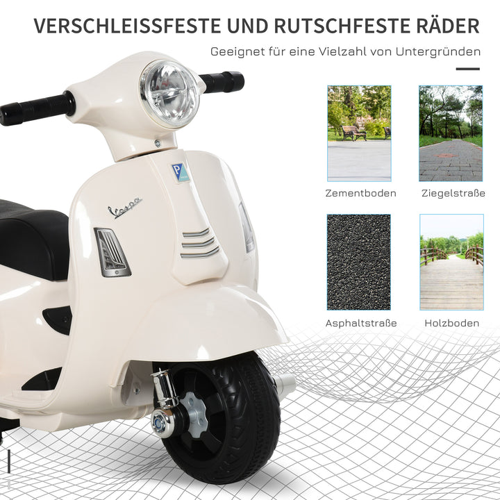 Elektrisk børnemotorcykel vespa elmotorcykel med led-lys, lyd, børne elmotorcykel til børn fra 18-36 måneder hvid