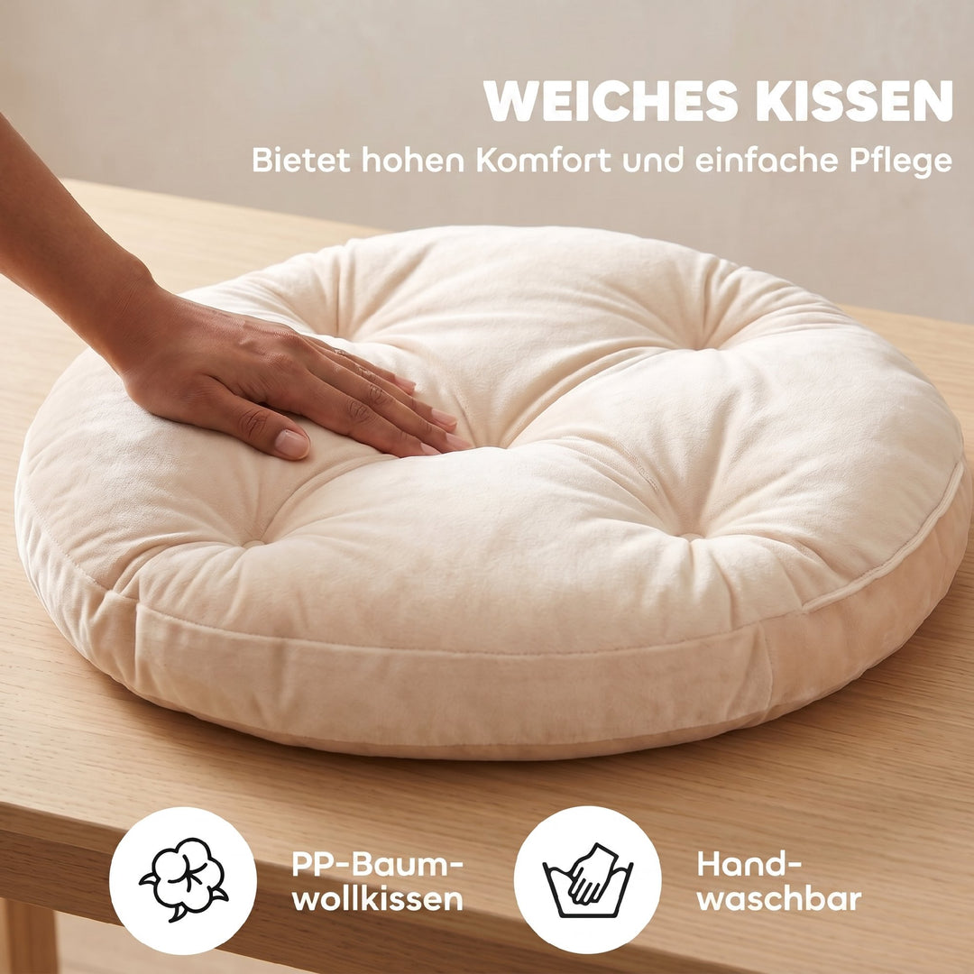 Rattan katteseng, kattehule med vaskbar hynde og legebold, til katte op til 10 kg, 45 x 41 x 75 cm, lysebrun