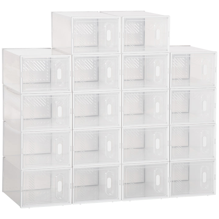 Modulært reolsystem med 18 rum, boltfri reol, 25 cm x 35 cm x 19 cm, transparent