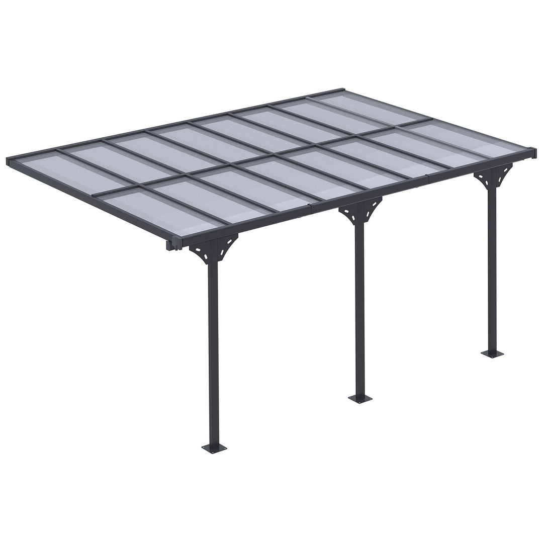 Pergola Pavilion 4,35 x 3,02 m Havepavillon Baldakintelt 231-250 cm Højdejusterbar Solskærm Terrassetelt Udvidelse Pavilion Aluminium Grå