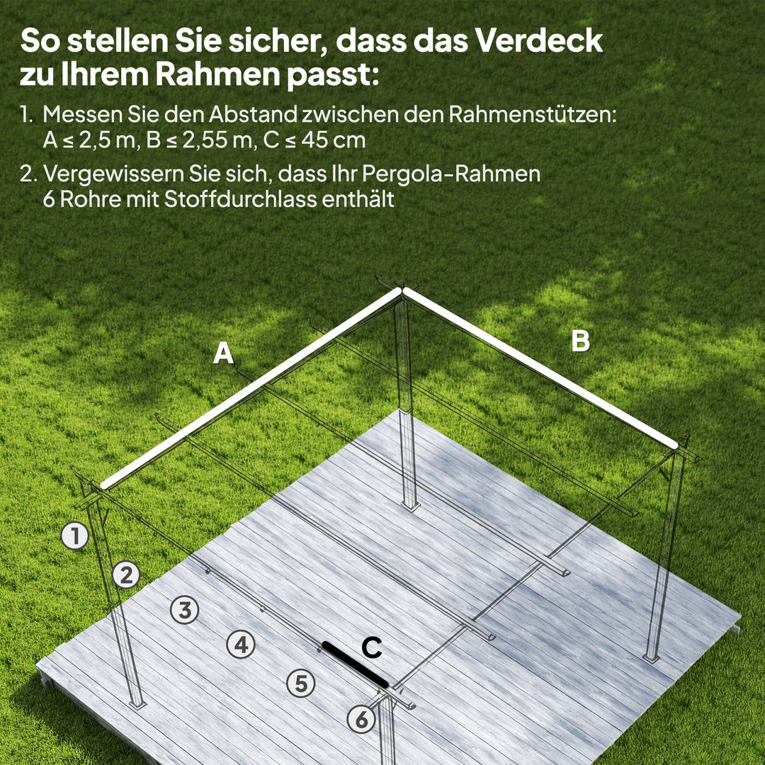 Udskiftningstag til 3 x 3 m pergola, udtrækkeligt, med drænhuller til regnvand, vejrbestandigt, polyester, beige, 250 x 255 cm