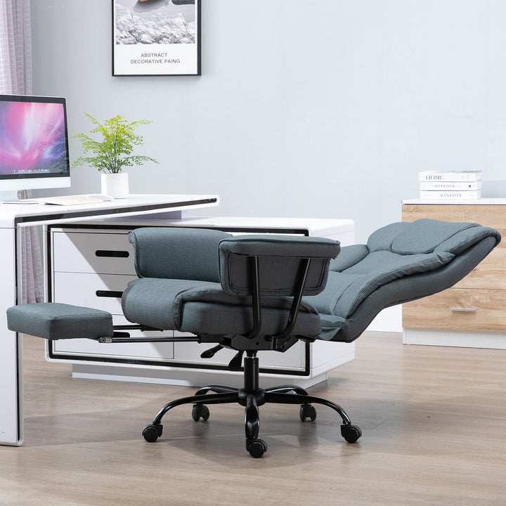 Kontorstol ergonomisk executive-stol 360° drejelig computerstol højdejusterbar med nakkestøtte og polstrede armlæn med fodstøtte kunstlæder 68 x 80 x 120–126 cm