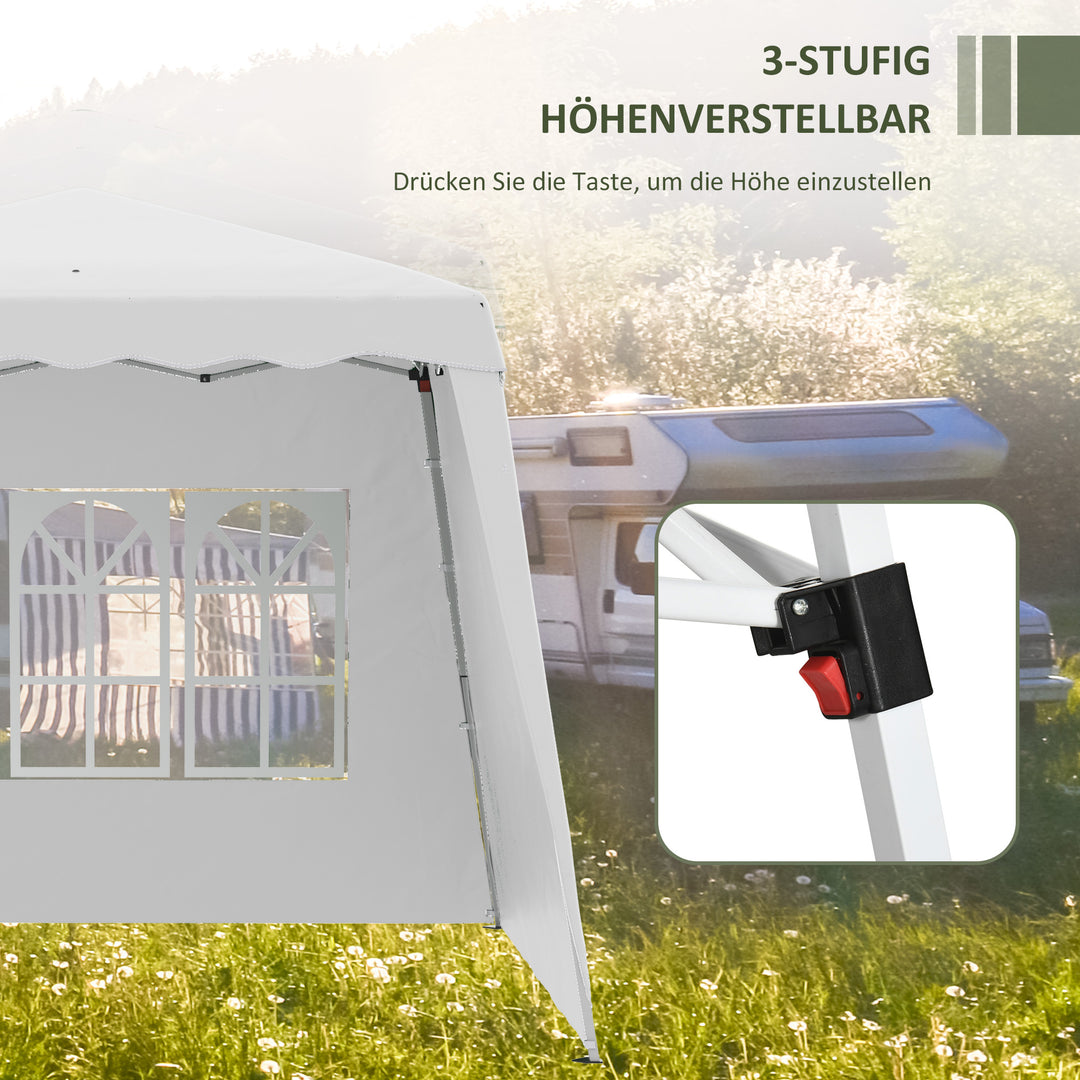Pop up pavillion foldepavillon, inklusive stjerne, vejrbestandig, 240 x 240 x 250 cm, hvid