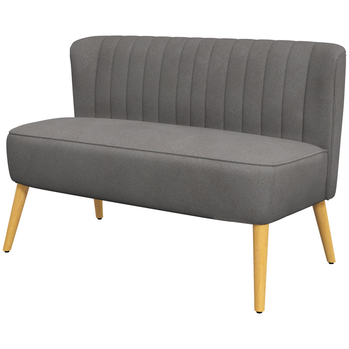 Sofa retro design 2-personers sofa, træben, 117 cm x 56,5 cm x 77 cm, mørkegrå