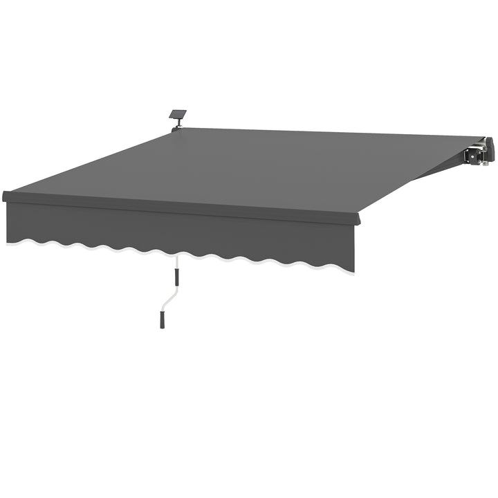 Klemmemarkise med håndsving solcellelampe leddelt armmarkise markise solbeskyttelse uv 50+ 300 cm bred grå
