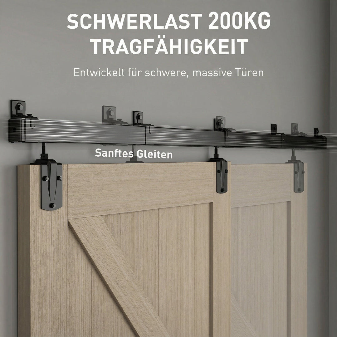 Sæt med kraftige skydedørsbeslag 244 cm sort til enkeltdøre