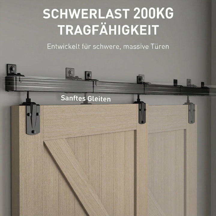 Sæt med kraftige skydedørsbeslag 244 cm sort til enkeltdøre