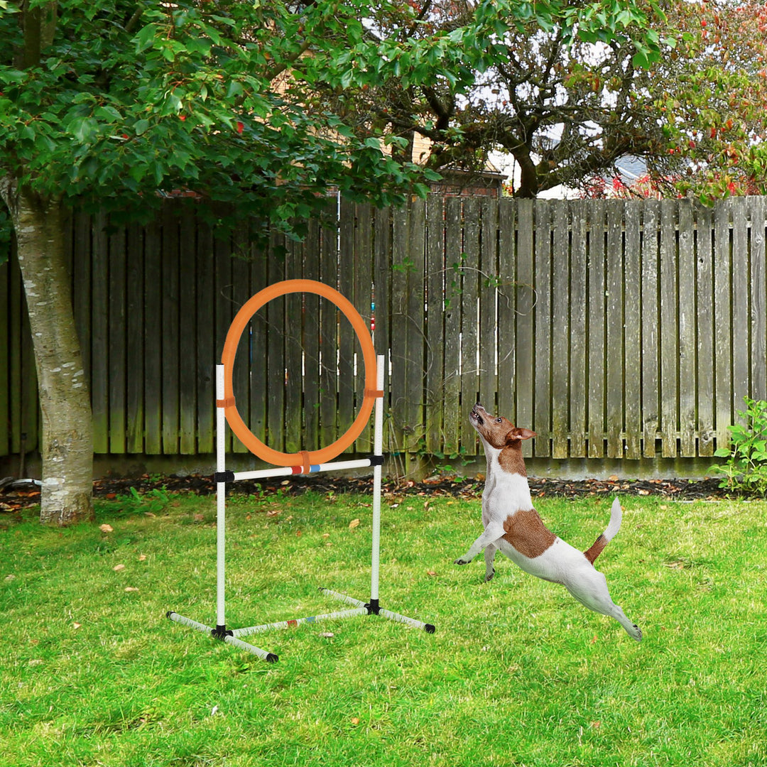 Hundetræningssæt hoppering til kæledyr agilitytræning bærbar pe hvid + orange 74,5 x 66 x 91 cm