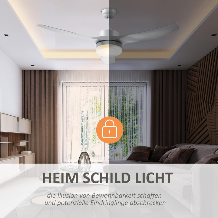 Loftventilator med led-lys, 2-i-1-design, med timer, fjernbetjening, loftslampe med ventilator, hvid