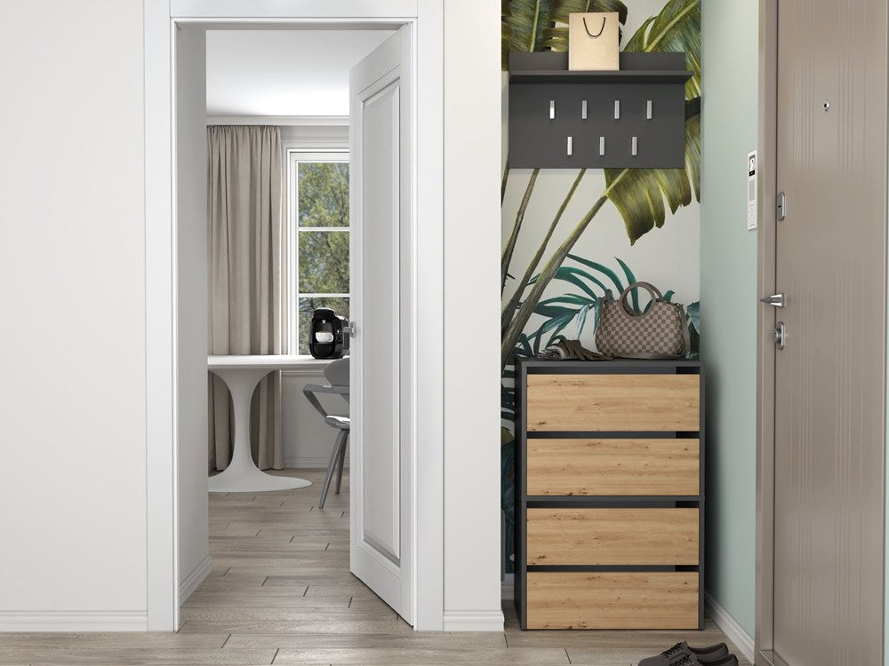 Moderne skoskab uden greb, 4 niveauer