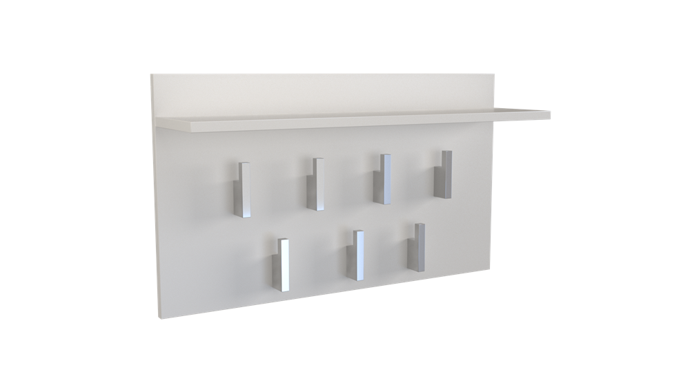 Praktisk knagerække med hylde, hvid