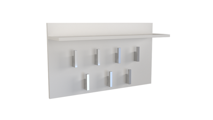 Praktisk knagerække med hylde, hvid