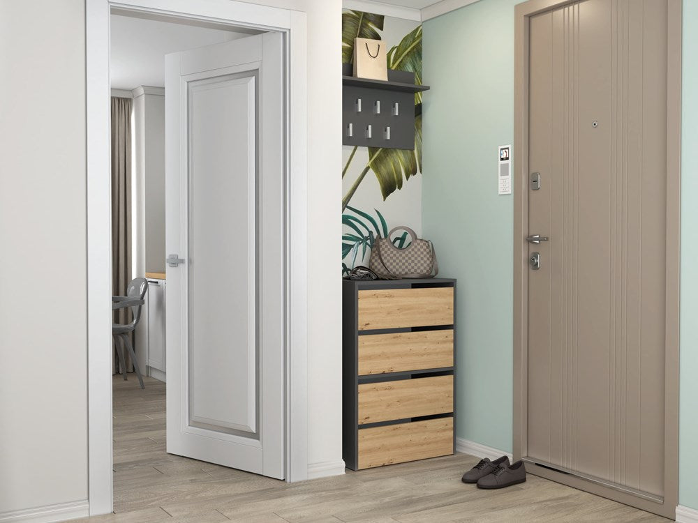 Moderne skoskab uden greb, 4 niveauer