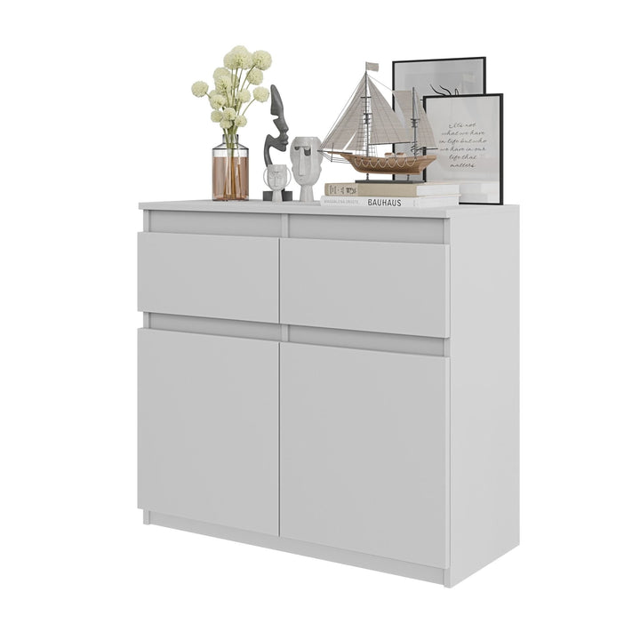 NOAH - Kommode med 2 skuffer - mat hvid H75cm B80cm D35cm