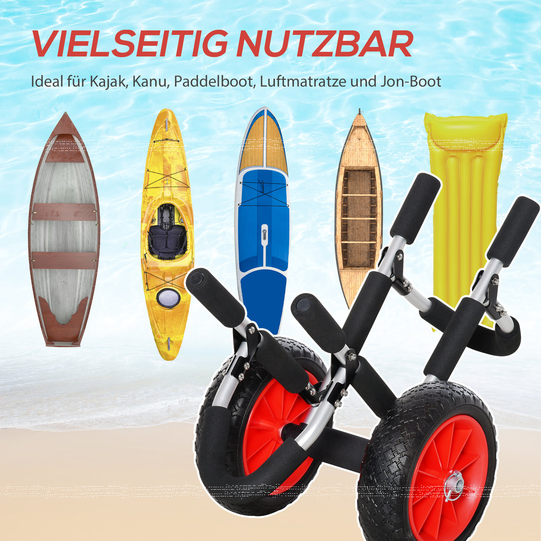 Sammenklappelig surfvogn (op til 45 kg), transportvogn i aluminium, sammenklappelig kajakvogn, polstret, kunstlæderdæk, bådvogn, surfvogn, bådtrailer, vogn til surfbrætter, oppustelige både