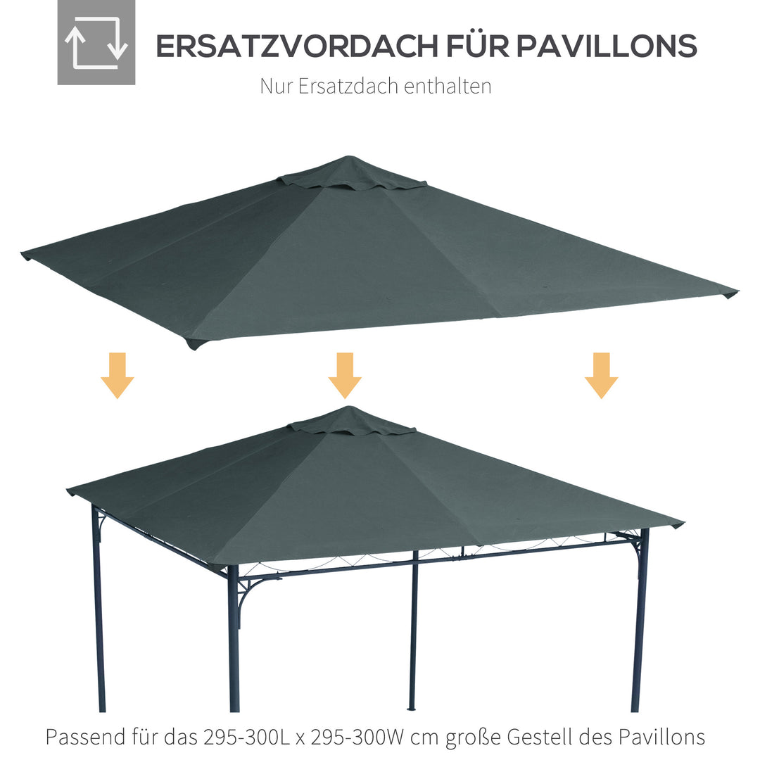 Udskiftningstag til havepavillon, polyester, 2,98 x 2,95 m, mørkegrå