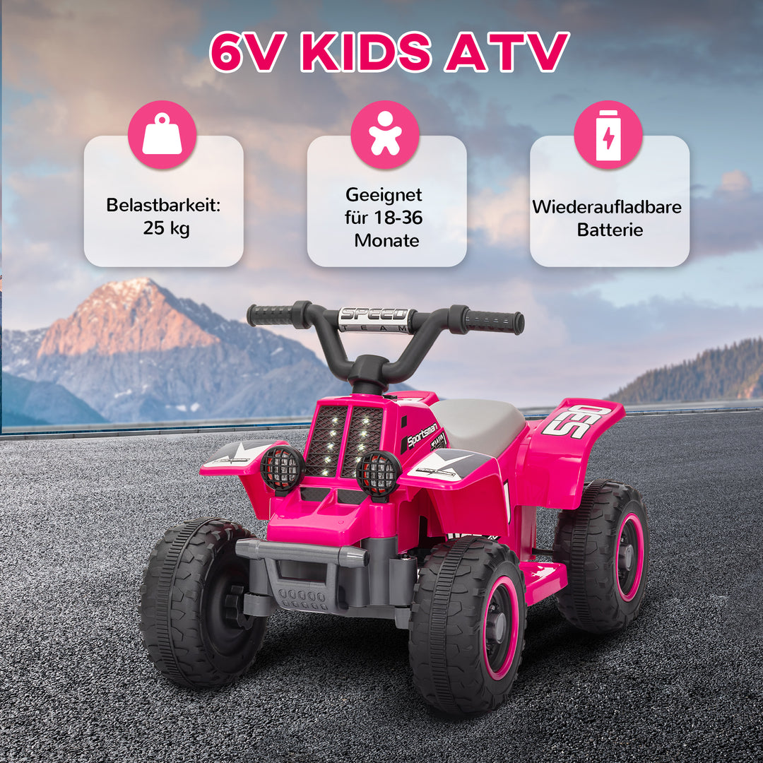 Elektrisk ATV til børn, batteridrevet, kører frem og tilbage, LED-lys, 18-36 måneder, pink