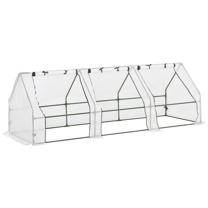 Drivhus med 3 rullevinduer, PE-netfilm, stålfoliedrivhus, drivhus til altan, have, tomathus 270x90x90cm, tomatdrivhus til grøntsager, blomster, planter, hvid