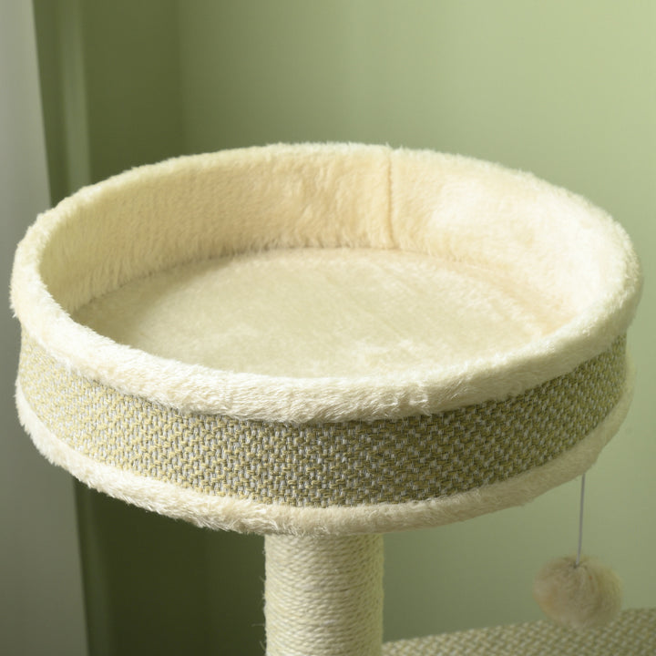 Kradsetræ, 1 katteseng, 1 kattehule, 2 platforme, 124 cm x 59 cm x 40 cm + Beige