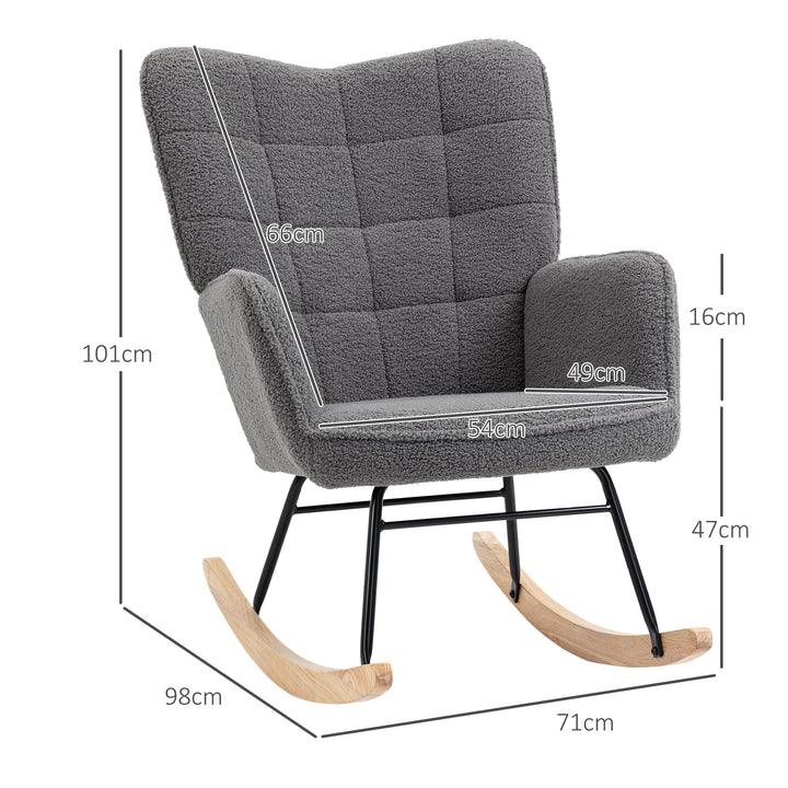 Retro gyngestol, massivt træ, lænestol, afslappende lænestol, 98 cm x 71 cm x 101 cm, mørkegrå