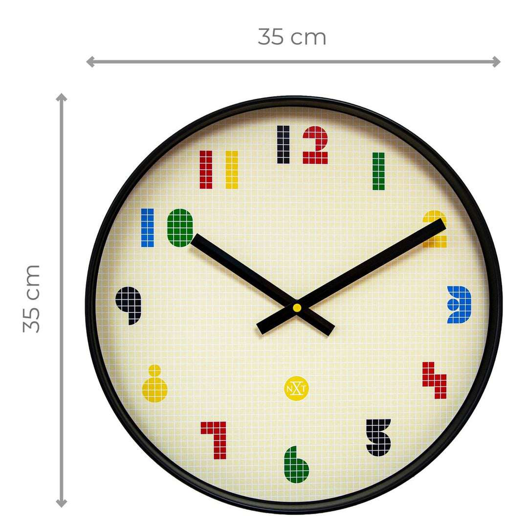 Vægur 35 cm-Silent-Sort/Flerfarvet-ABS- nXt 'Bit'