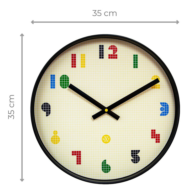 Vægur 35 cm-Silent-Sort/Flerfarvet-ABS- nXt 'Bit'