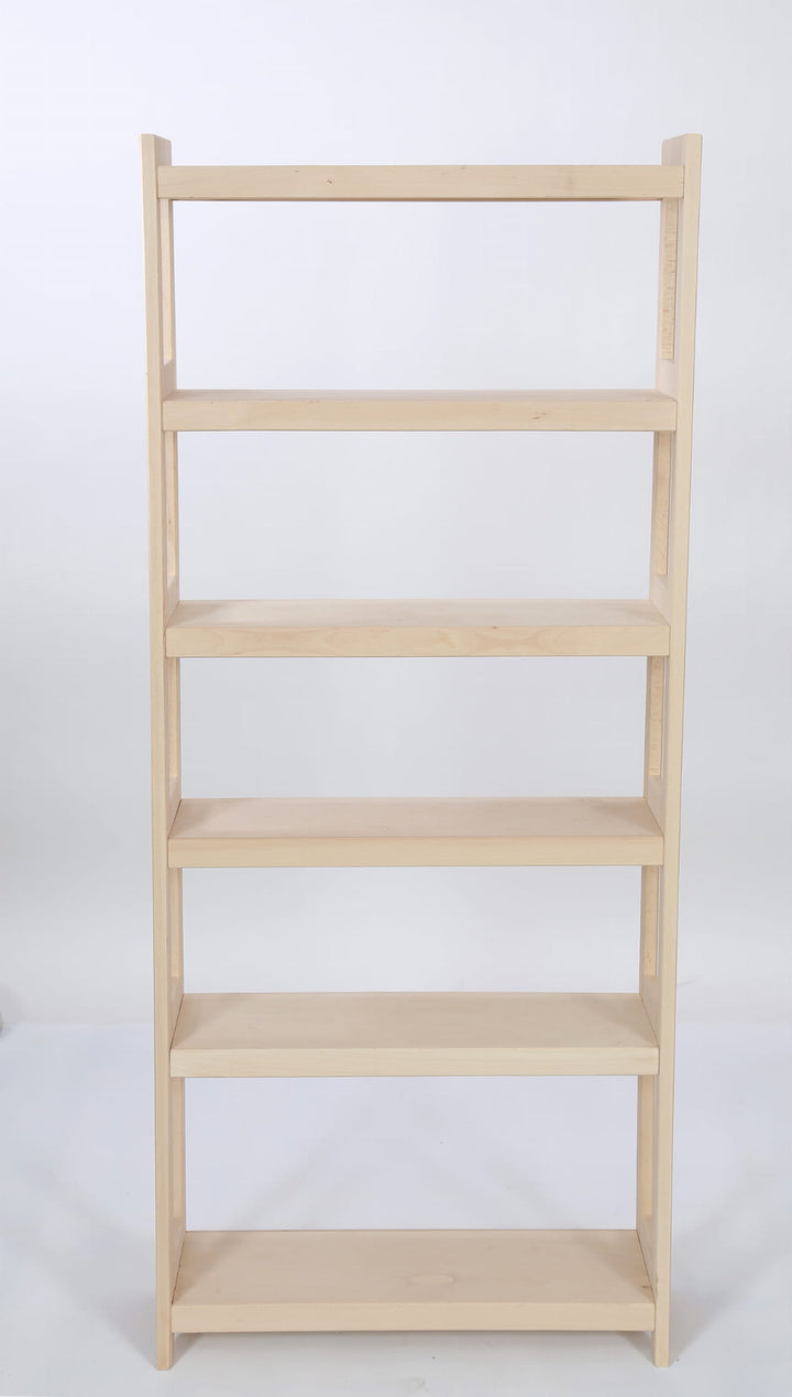 Bogreol i bøgetræ, 6 hylder,, 165x70x25 cm