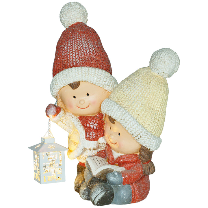 Julenisse med bog og lanterne, led, batteridrevet, 30 x 23 x 45 cm