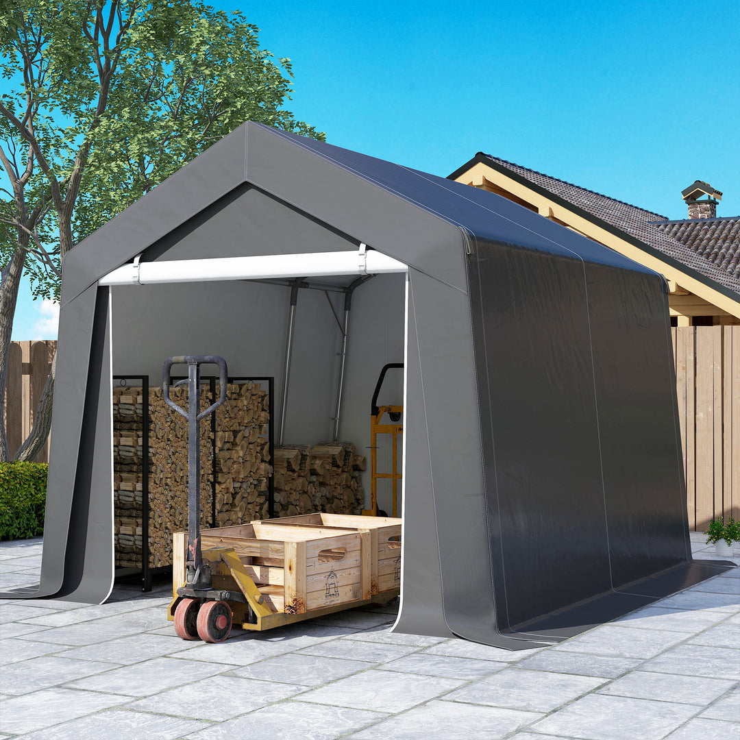 Carporttelt garage 3x3 m Vandtæt garagetelt med rulleport, ventilationsvindue, forlængede kanter, mørkegrå