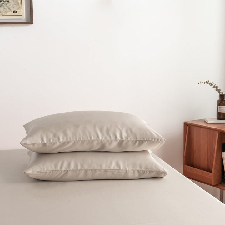 Beige Bambus Sengesæt 1-person - 400TC Tanboocel - Blød Taupe