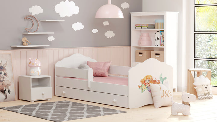 Wave børneseng 140x70 med skuffe - Mermaid