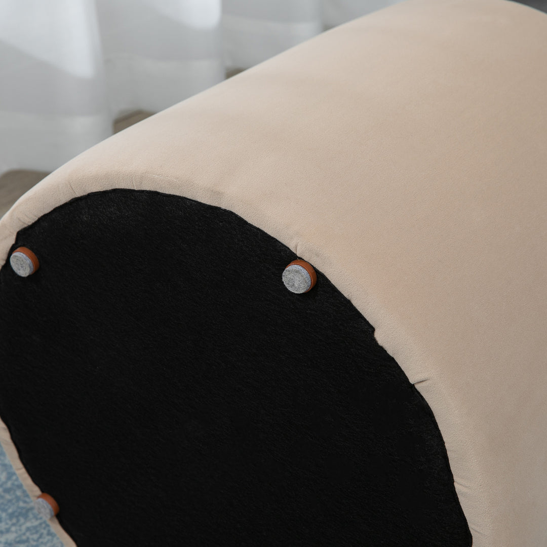2-I-1 fløjlsskammel med opbevaring og aftageligt låg ø44 cm x 47,5 cm beige