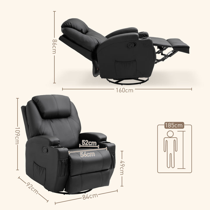 Massagestol elektrisk afslappende stool tv-stol massagefunktion 5 massagetilstande lænefunktion kunstlæder træ metal skum sort 84 x 92 x 109 cm