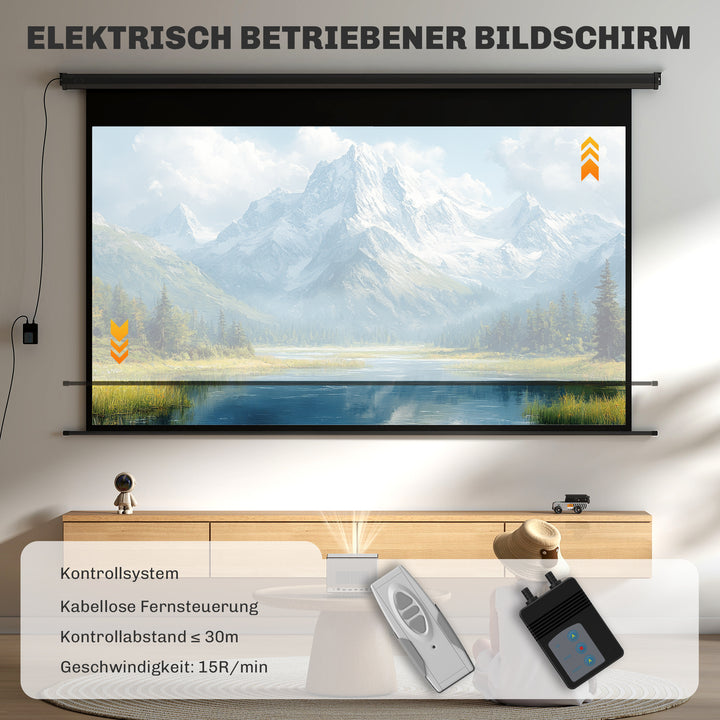 Elektrisk projektorlærred 266 x 149 cm 16:9, metal, sort