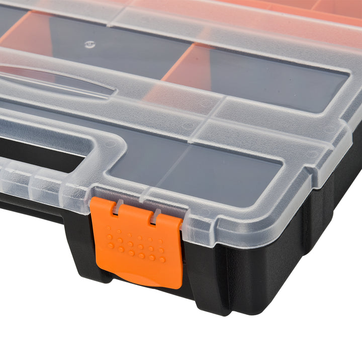 4 Stk. værktøjsopbevaringskasse multifunktionel værktøjskasse sorteringskasse smådele magasindele plast orange+sort 28,7 x 22,5 x 5,5 cm