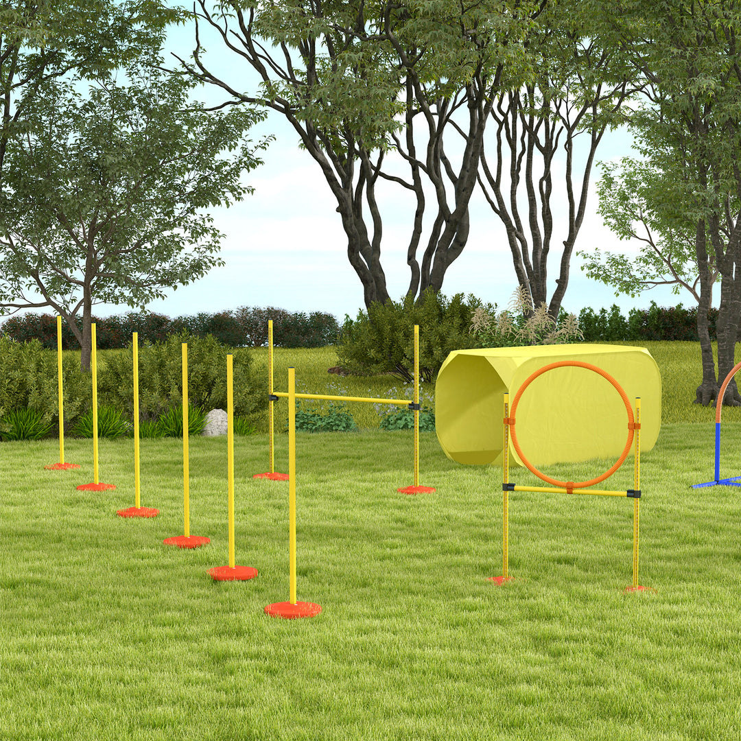 Hunde agility sæt med 4 forhindringer rød+gul